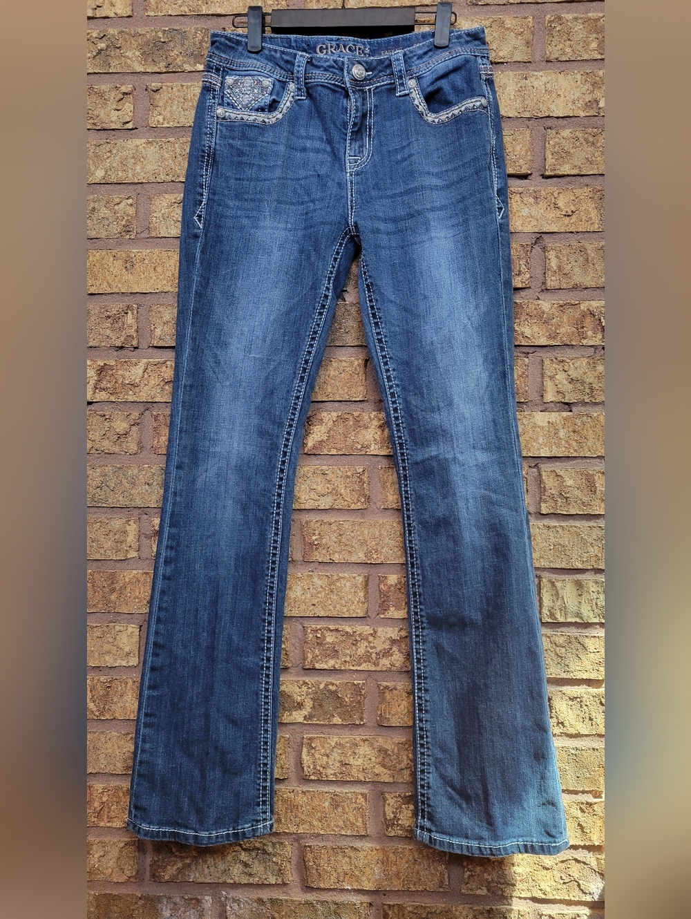 Grace Women's Dark Blue Bootcut Jeans Size 28 Cotton Stretch